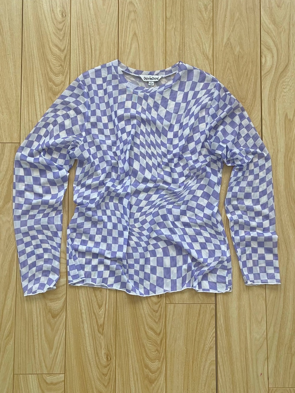 Davi & Dani | Mesh Lavender Checkered Long-Sleeve Shirt